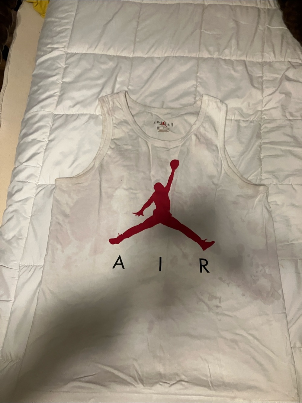 Nike White Tank with Red Jumpman AIR Logo